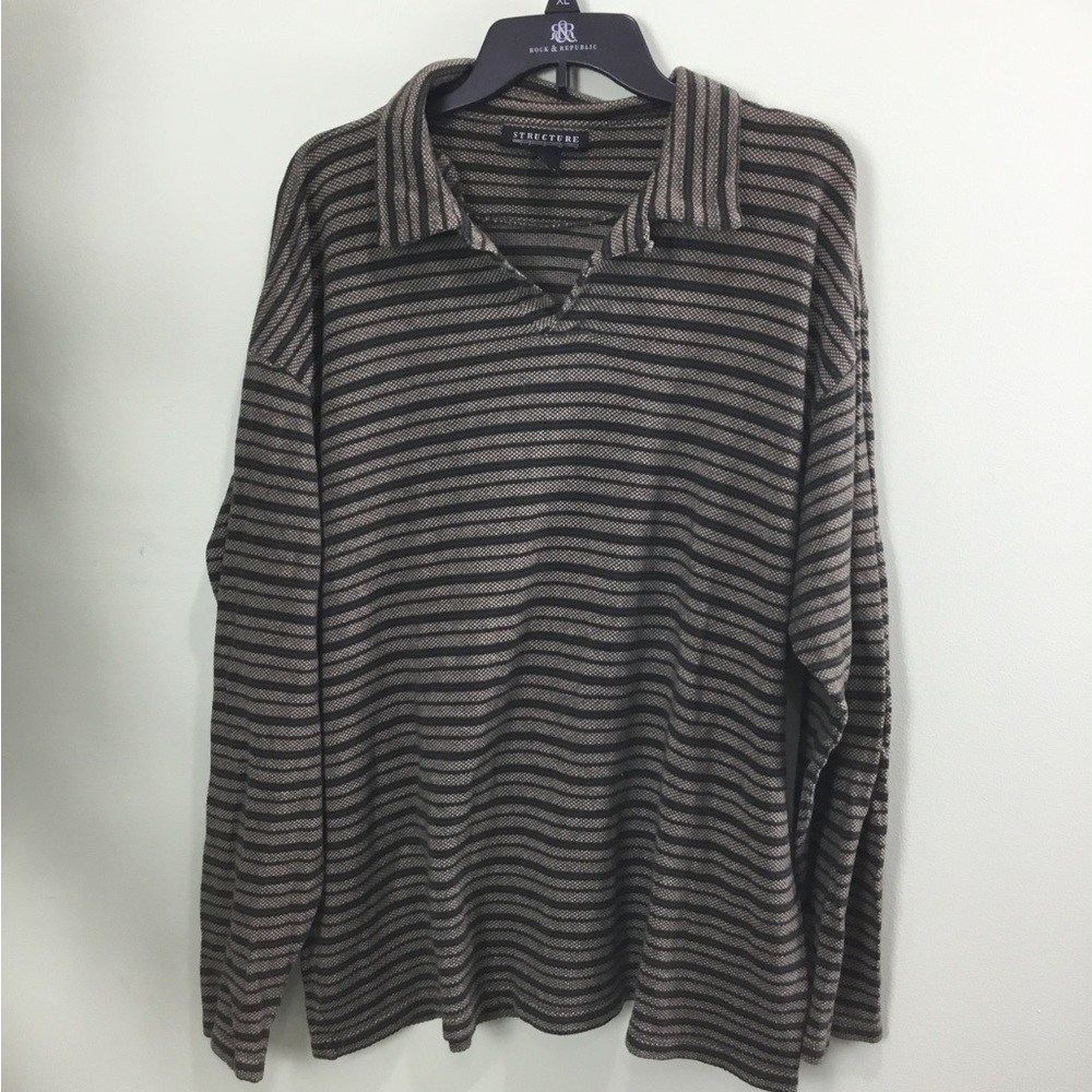STRUCTURE XL mens long sleeve polo style shirt